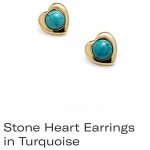 Gold Heart Turquoise Stone Stud Earrings - by: Mayamar
